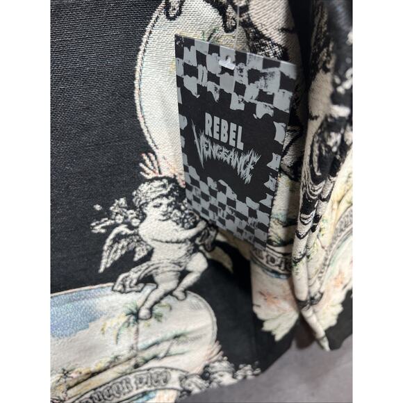 Rebel Vengeance Tapestry Jacket w/ A Cherub & Oasis Print Mens Size Large NWT - Picture 9 of 12